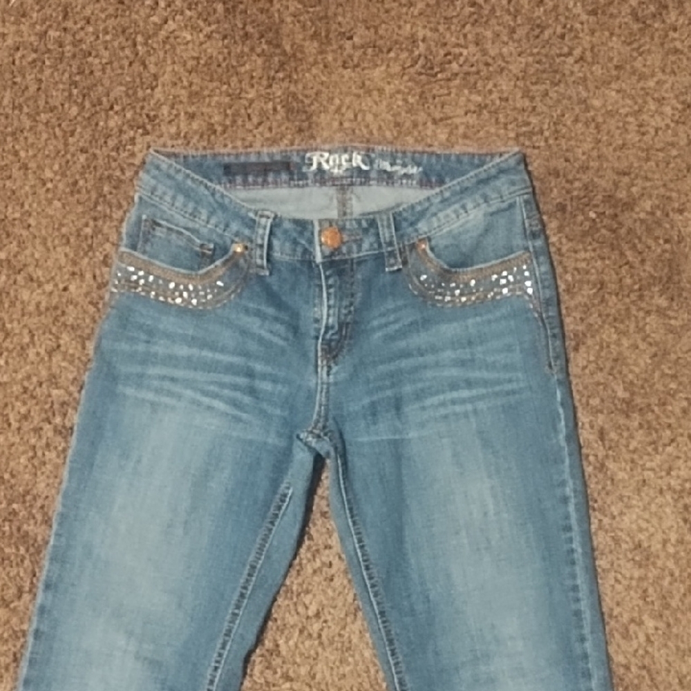 #2127 Rock 47 Wrangler Women's Blue Jeans with Embellished Pockets - Picture 5 of 9